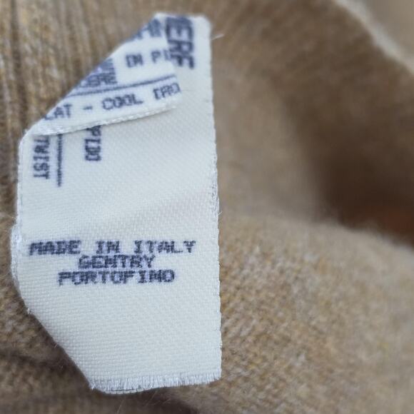 Gentry‎ Portofino Sweater Womens Large Tan 100% Cashmere Embroidered Stars Italy - Picture 9 of 13